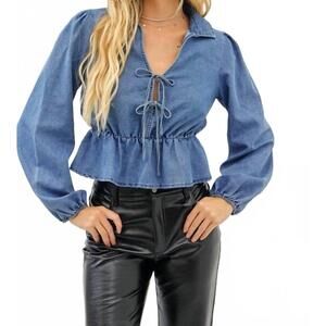 NEW ITEM DITTO dawson bow top in denim